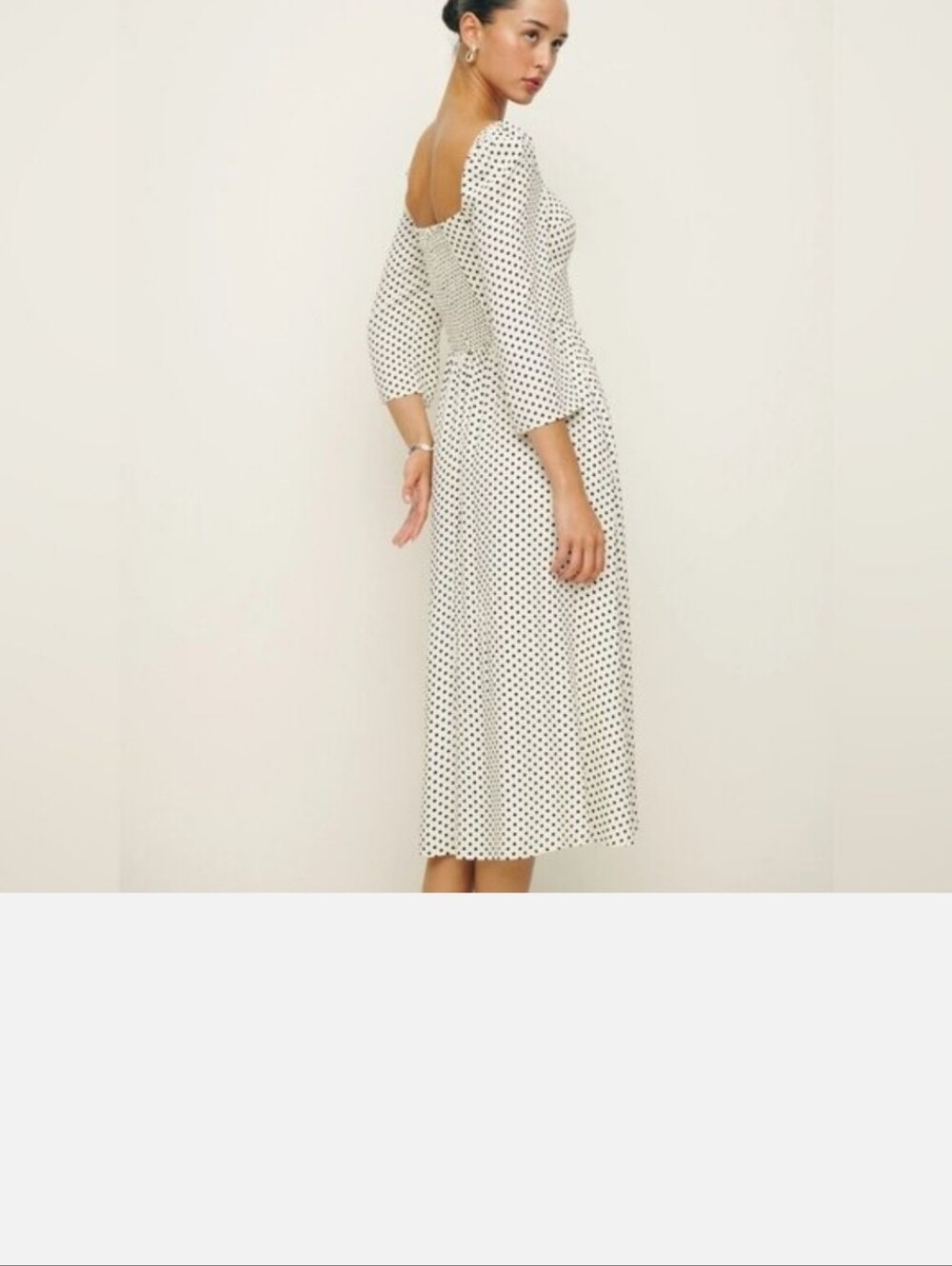 Reformation Inori Midi Dress in Eclipse Dot White Polkadots | size 2 - Picture 4 of 10
